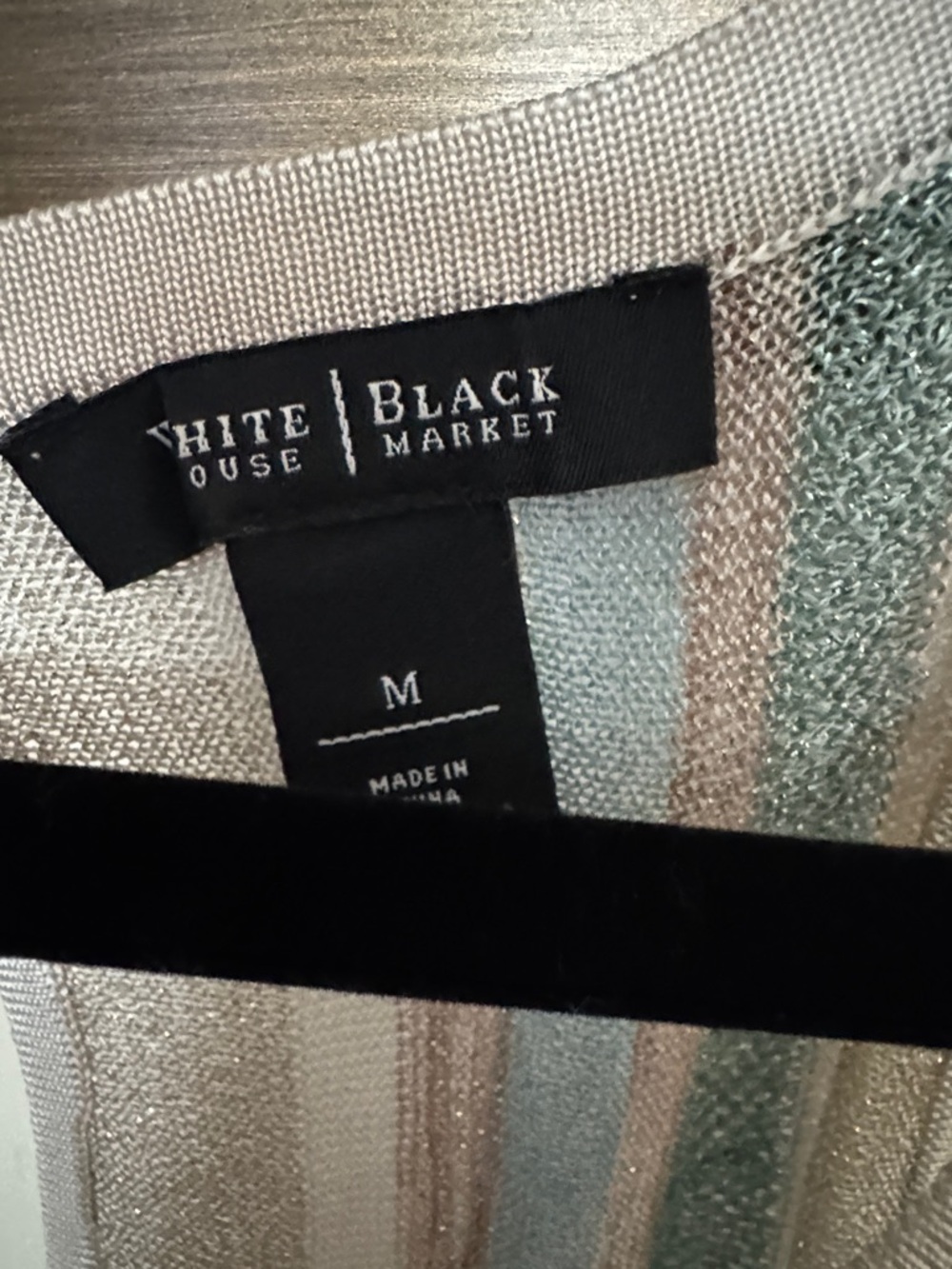 White House Black Market Cream, Teal & Beige Striped Sleeveless Tank - Picture 2 of 5
